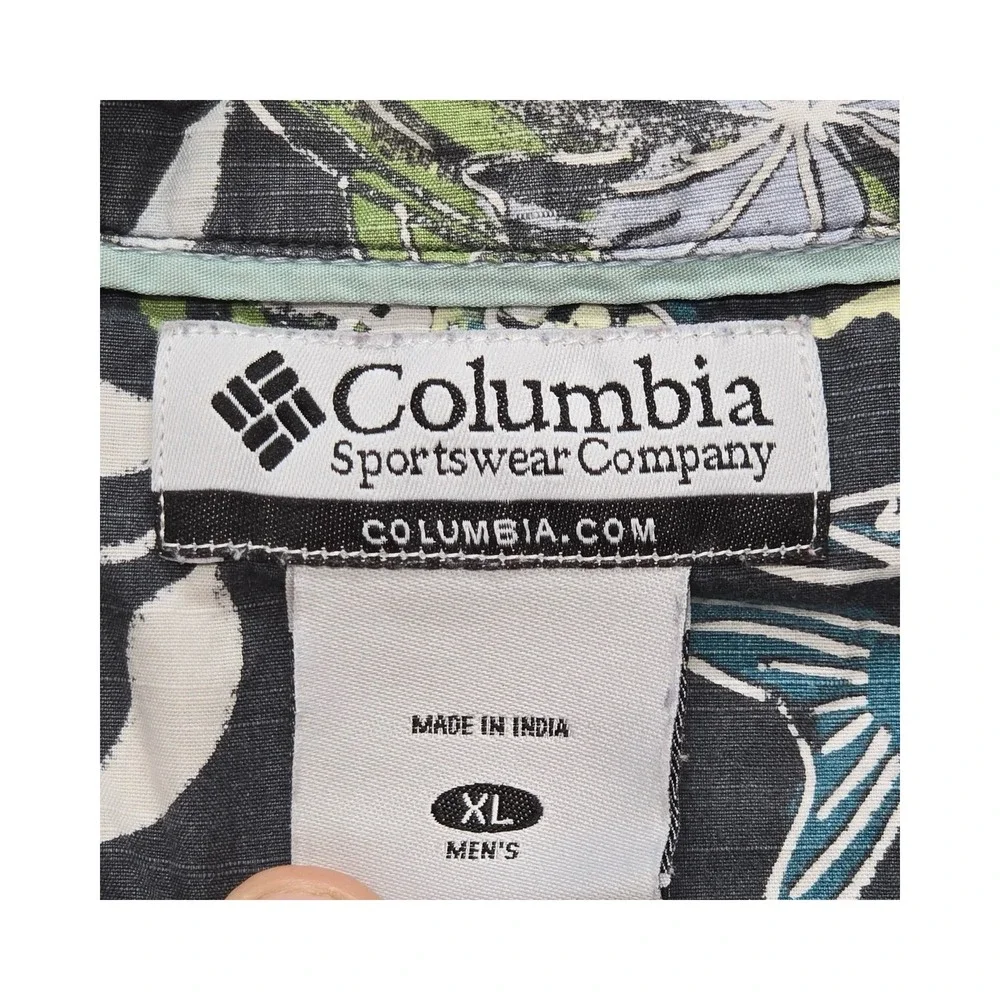 Columbia Tropical Hawaiian Shirt Floral‎ Cotton Black XL Men